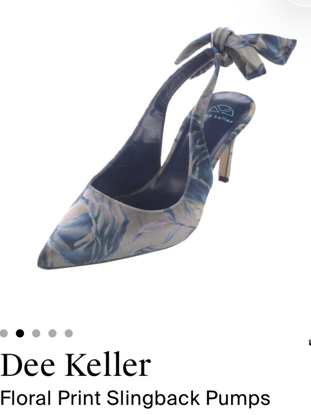 Dee Keller Blue Floral Pointed-Toe Ankle-Tie Heels, Sz 39